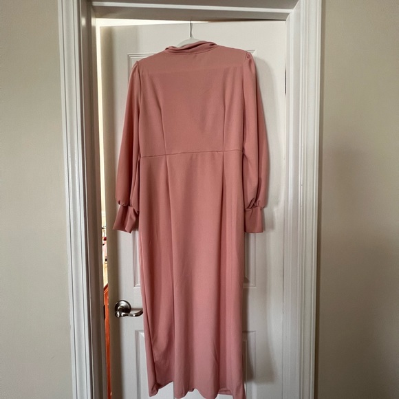 Shawl Collar Buttoned Front Dress Without Chain Belt - Picture 3 of 4
